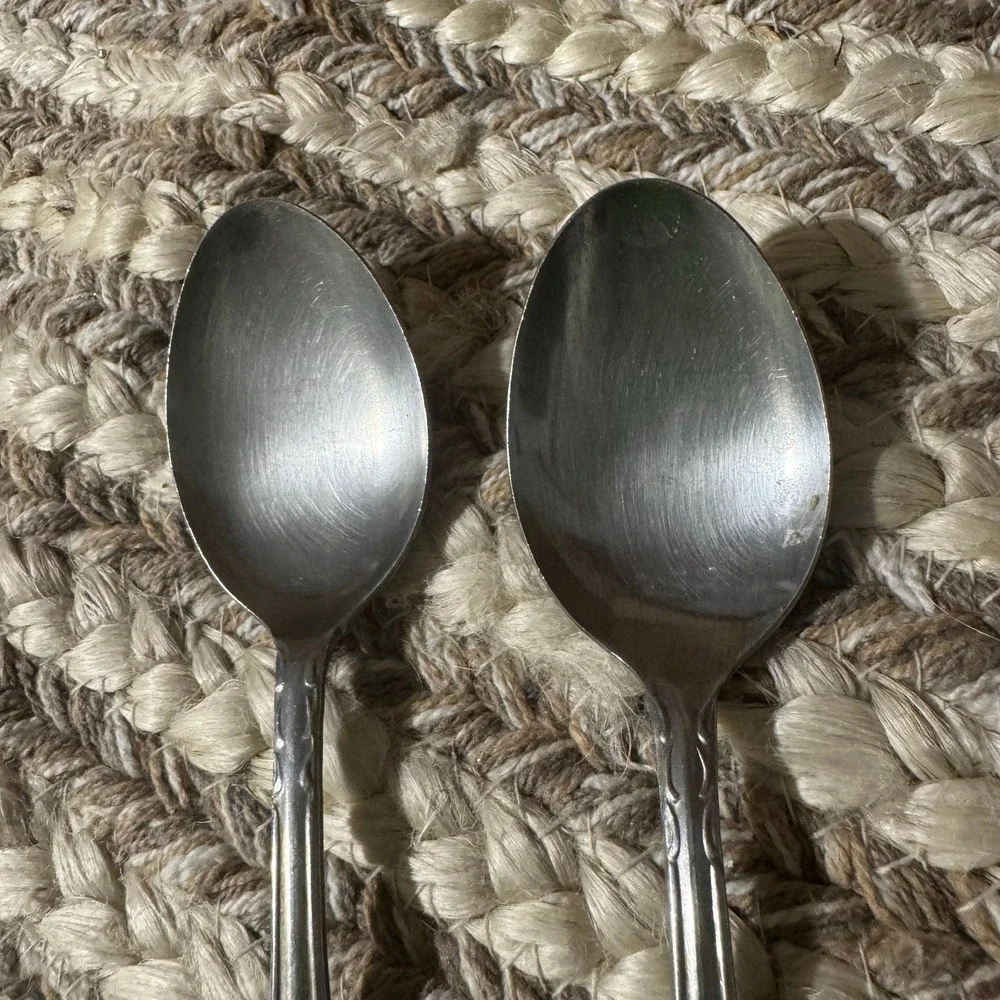 Vollrath Stainless Steel Spoons Japan Floral Pattern Ornate Flatware Set of‎ 2